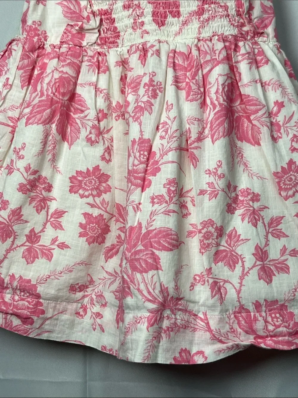 Baby GAP pink and white floral print smocked cotton dress 24 months